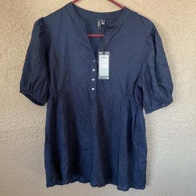 Vera Moda Women s Maternity Blouse Navy Blue Size S 100% Viscose