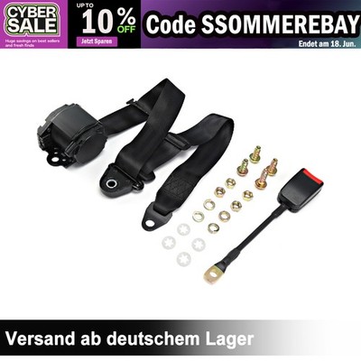 3 Punkt Automatikgurt Sicherheitsgurt Universal Gurtpeitsche 373cm mit E Neu