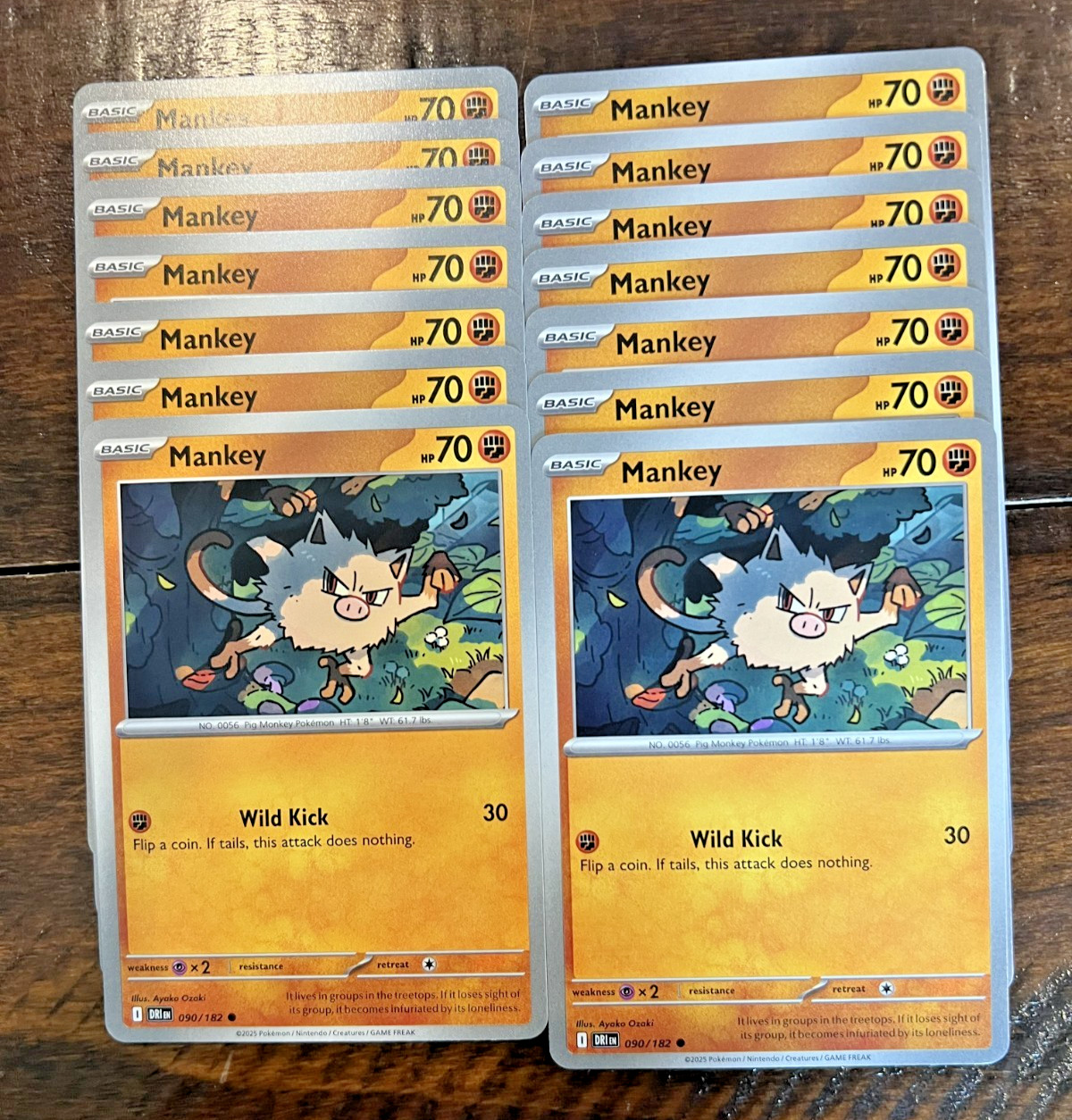 LOT x14 - #90 Mankey Pokemon TCG S&V Destined Rivals - Fighting