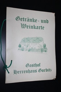 Speisekarte Getränke & Weinkarte Gasthof Herrenhaus Dresden Gorbitz 2001
