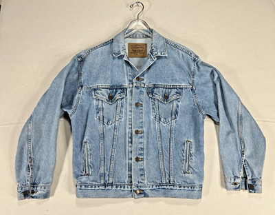Levis Trucker Jacket Adult XL 57510 Orange Tab Denim 90 s USA Made 1995