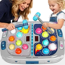 2-Player Whack Game Mole - Toys for Age 3-12 ,2 Hammers,3 Modes with Sound & ...