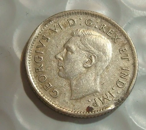 1943 Canada George VI 10 Cents Dime 80% Silver