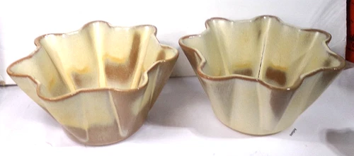 Lot of 2 FRANKOMA Pottery #F33 Plainsman FLUTED BOWL PLANTERS 7" x 3.75"