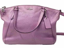 COACH Mini Kelsey Lilac Pebbled Leather Two Way Satchel Crossbody Top Handle Bag