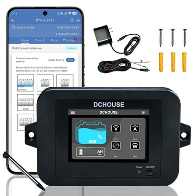 DC HOUSE 4-Way Bluetooth Lithium Battery Monitor,Range 8-75V & Custom Alarm L...