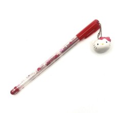 Sanrio Hello Kitty Gel Pen w/ Charm Red Ink Hearts Design 2012 Collectible