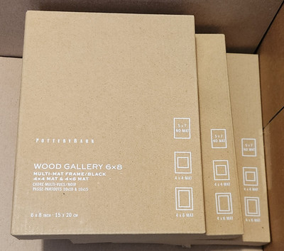(3) Pottery Barn Wood Gallery Picture Frame Black 6 x 8 - 4x4 & 4x6 - Brand New