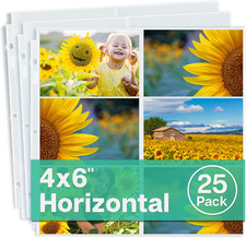 12X12 Scrapbook Page Protectors - 4X6 Photo Album Pages for 3-Ring Binder 25-Pa