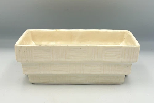 Vintage Nelson McCoy White Basket Weave Rectangular Basket Planter