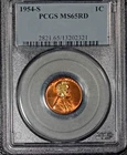 1954-S Lincoln Cent, PCGS MS65 Red, Pretty Toning