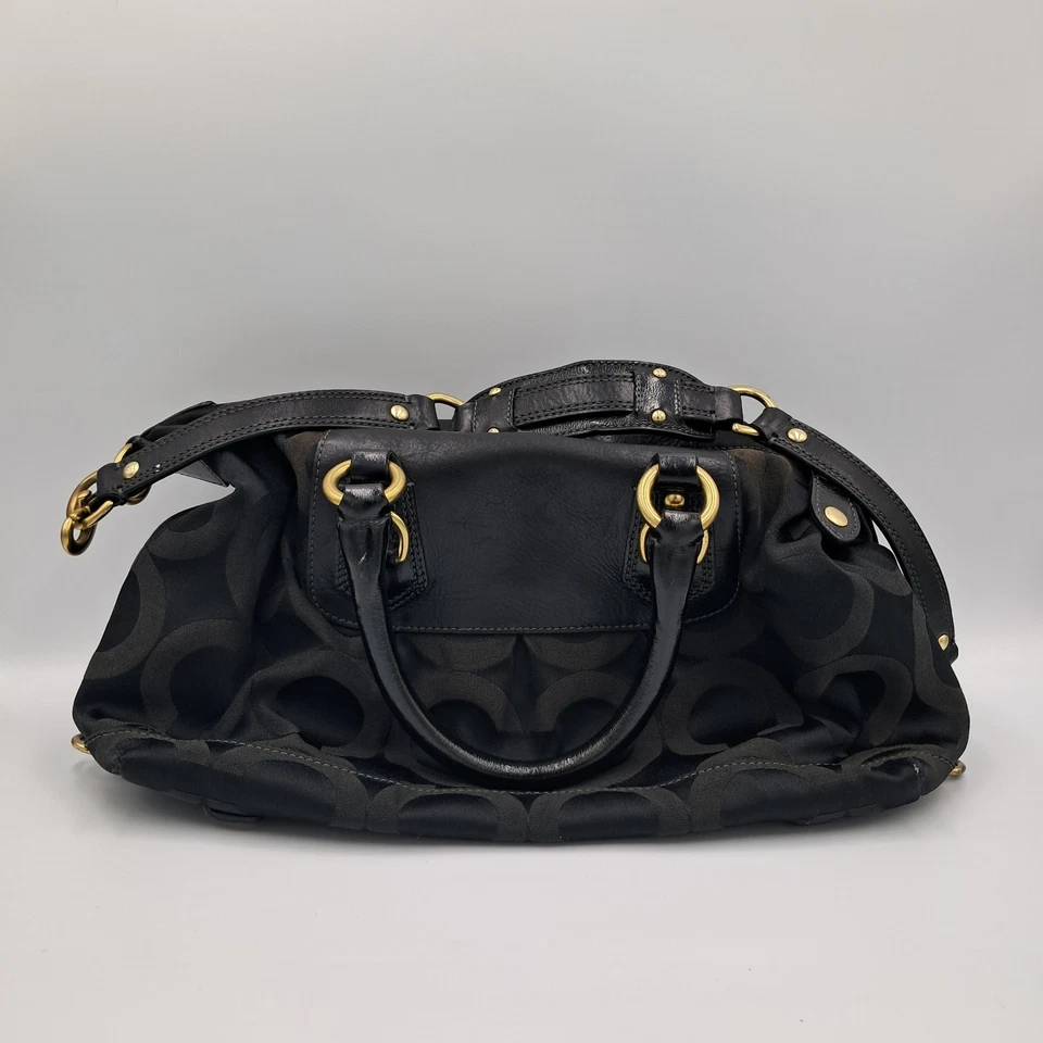 Bolso de hombro de cuero Coach Madison Sabrina de colección negro dorado Foto 2 de 4