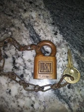 Vintage Yale WWII USN Brass Padlock w/ Push Key (Original)