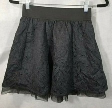 Children's Place Black Floral 2 Dimensional Skirt Size 14 Wide Elastic Waist