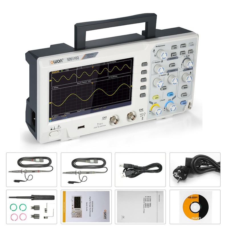 OWON SDS1102 Digital Oscilloscope 2CH 100MHZ Bandwidth 1GS/s High Accuracy
