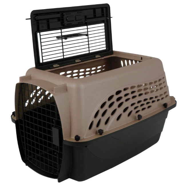 Two Door Top Load Plastic Dog Cat Kennel Hard-Sided Pet Travel