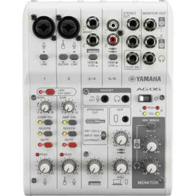 Yamaha AG06MK2 6-Channel Mixer USB Interface for IOS/Mac/PC White (NEW)