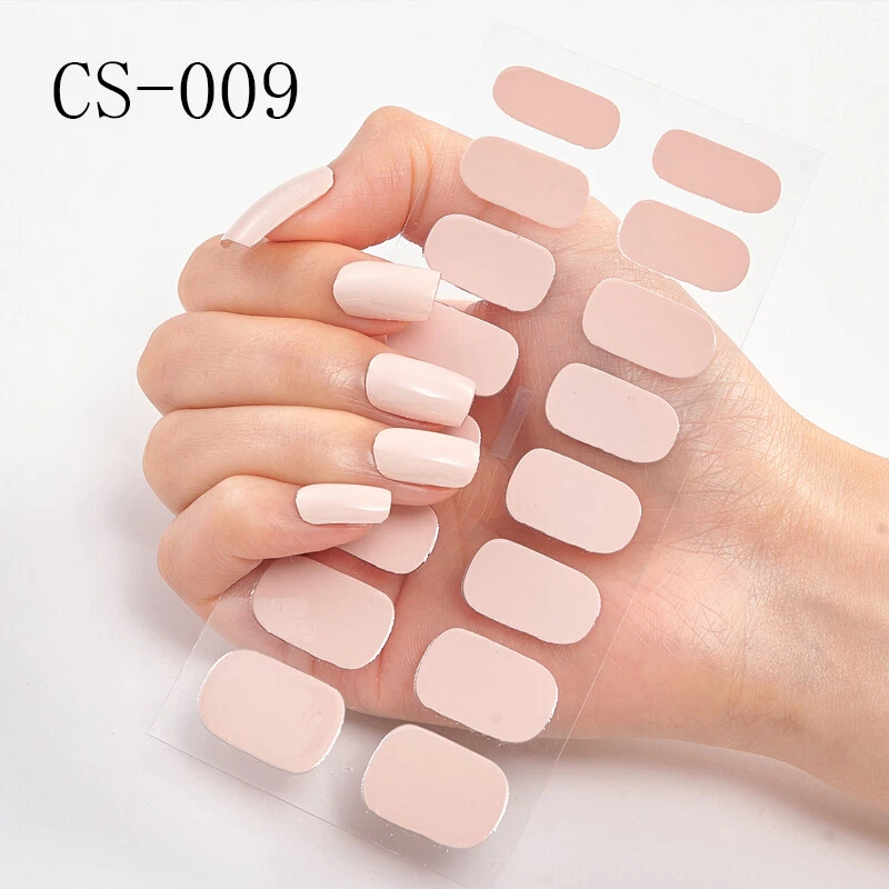 Nail Art Stickers Self-Adhesive DIY Wraps Full Cover Gel Polish Matte Beige CS09