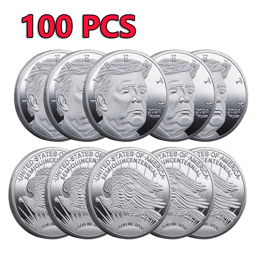 100PCS Gift Commemorative Coin Liberty Collectible 2024 President Donald Trump