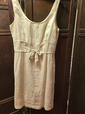 J.Crew Sz 4 Women's Linen Short Dress Beige W/ Gold Metallic Threads
