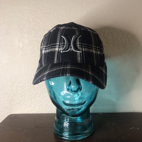 Hurley Black Plaid Hat FlexFit Cap | eBay