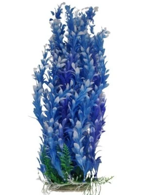 AQUARIUMH2O Plastic Aquarium Plant with Base 50cm (20 Inch) Tall, Blue and White Decoration