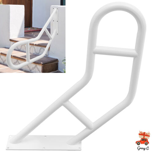 25" U-shaped Handrail Railing for Steps Wall Mount Step Hand Rail Grab Bar White