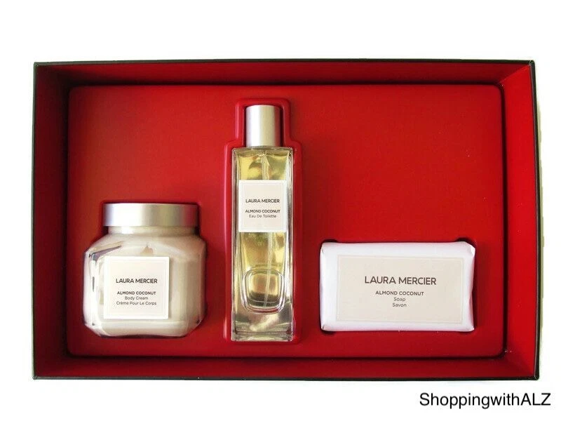 NUEVO Laura Mercier Almendra Coco Eau de Toilette Crema Corporal Barra Jabón Set de Regalo Foto 2 de 3