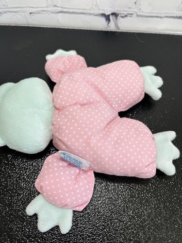 Eden Frog Pink Polka Dot Green Terry Cloth Rattle 7" Plush Baby Lovey Smile VTG - Picture 8 of 12
