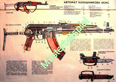 AK-47 Schautafel DINA4 250gr./m2 Kalaschnikow Kalashnikov Kyrillisch UDSSR NVA
