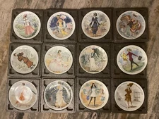 Full Set of 12 Porcelain Plates D'Arceau Limoges Les Femmes du Siecle Orig Boxes