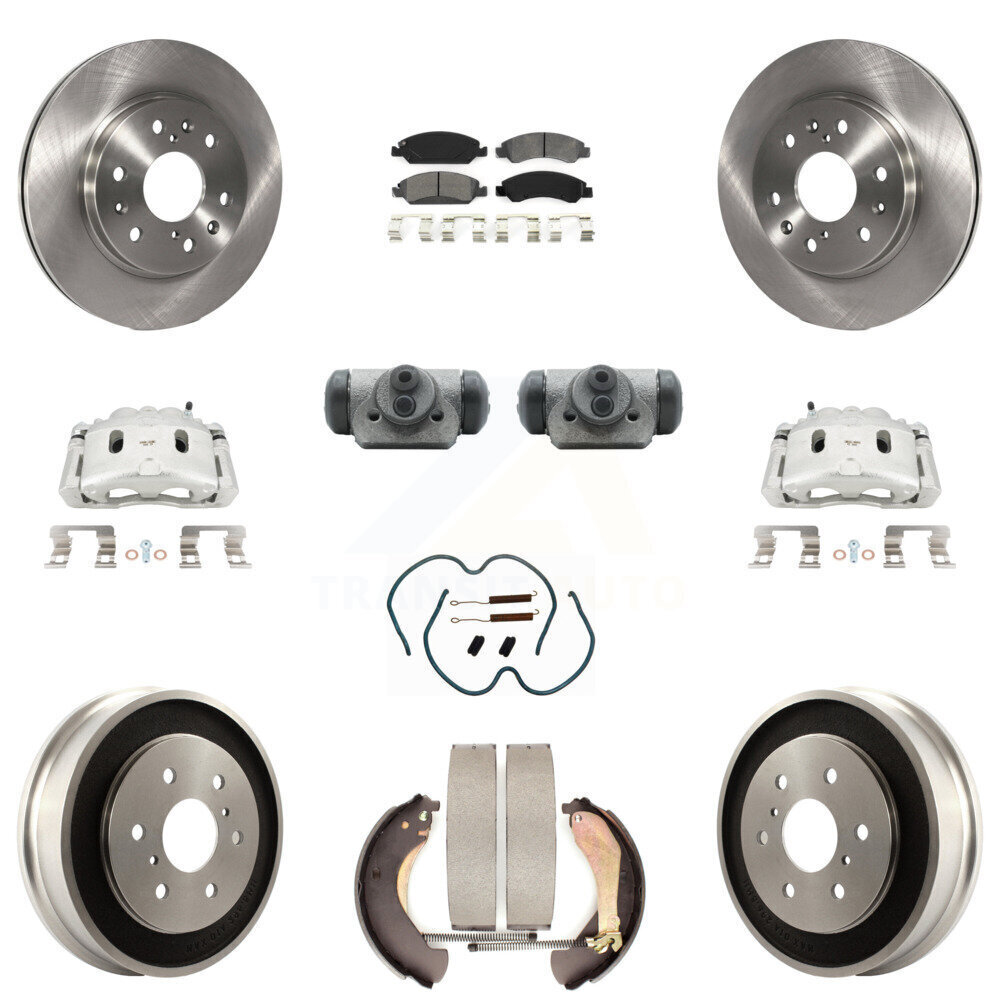 Front Rear Brake Caliper Rotor Drum Semi-Metallic Pad Shoe Kit for 1500