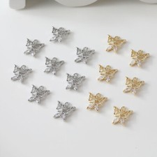 6pcs CZ Pave Butterfly Charm,Cubic Zirconia Butterfly Pendant,Zircon Charm