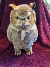 Toys R Us FAO Schwarz Plush Sitting Great Horned Owl 15" Realistic Lifelike