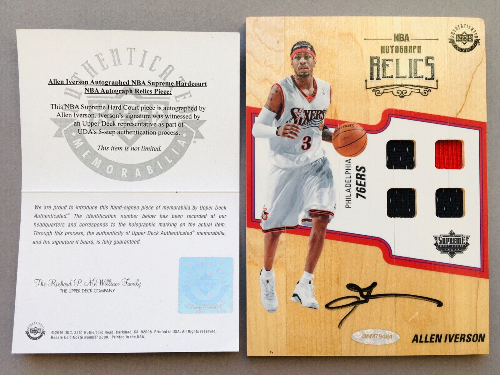 Upper Deck UD Supreme Hard Court Basketball Allen Iverson autografo reliquie AR-AI
