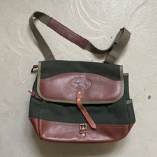 Borsa a tracolla vintage in pelle stile messenger con retro tela merce asciutta made USA NUOVA SENZA ETICHETTE?