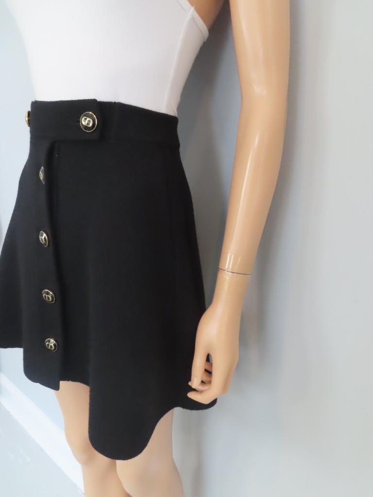 Christian Dior★素敵!Black Wool Knit Logo Button Mini Skirt NWT Christian Dior Black Wool Knit Logo Button Mini Skirt F