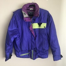 Vintage Mountain Goat Ski Jacket Womens Size Large 90s Snow Purple Snowboarding