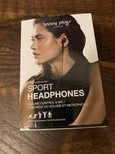 NEW HAPPY PLUGS SPORT HEADPHONES BLK COLOR