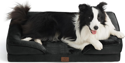 Letto Ortopedico Per Cani Taglia Grande Lesure - 106x76 Cm, Schiuma A Uovo, Fodera Impermeabile, Grigio