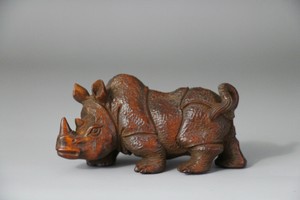Exquisite Chinese Antique Collectable Boxwood wood hand carved rhinoceros Statue