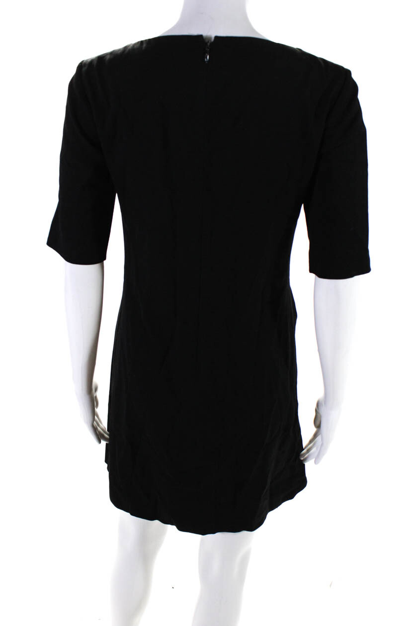 Theory Women's Short Sleeve Round Neck Pockets ALine Tunic Dress Black Size 0 eBay