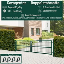 V2Aox Cancello da Giardino Doppia Anta Recinzione 300x80 cm Porta da Giardino Metallo Verde Chiudibile