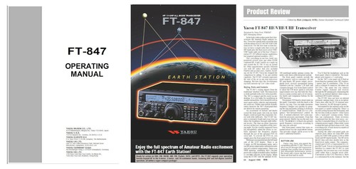 YAESU FT-847 OPERATING MANUAL + COLOR BROCHURE + REVIEW - 32LB PAPER