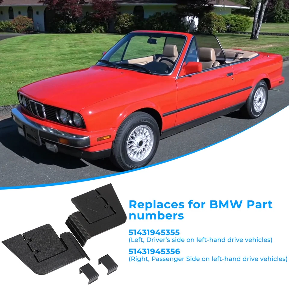 For BMW E30 318i 325i Convertible Roof Folding Top Hinge Covers Trim Left Right Foto 4 de 4