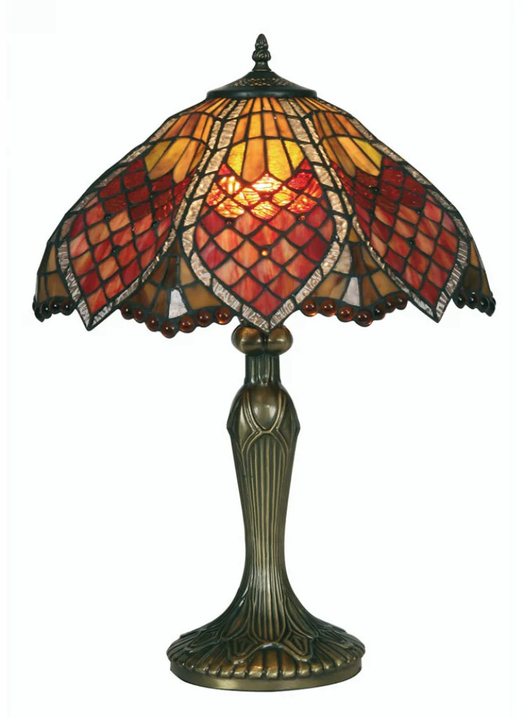 Tiffany Table Light Floor Antique Orsino Red Amber 420mm Oaks Lighting OT