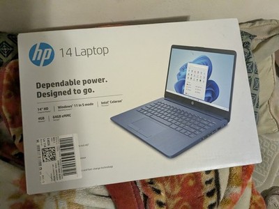 HP Stream 14'' Windows Laptop Intel Processor N4120 4GB RAM 64GB eMMC, Blue New