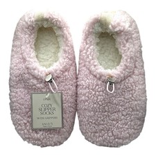 Women's Cozy Slipper Socks With Grippers Pink Size S/M Shoe Size 5-7 - NWT'S