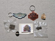 Vintage Harley-Davidson Trinket Lot Lapel Pins And Keychains Sturgis HOG