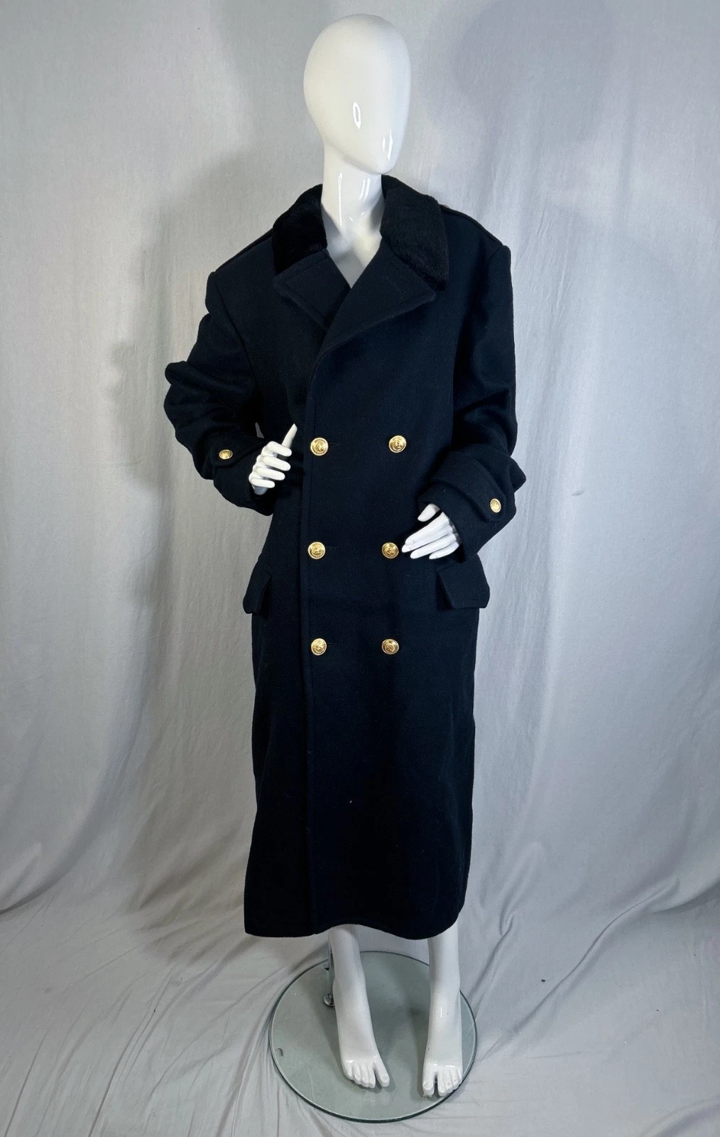 True VTG Zero King 60s Double Breasted Fur Lined Bridge Coat 46 XL Naval Officer image 3
